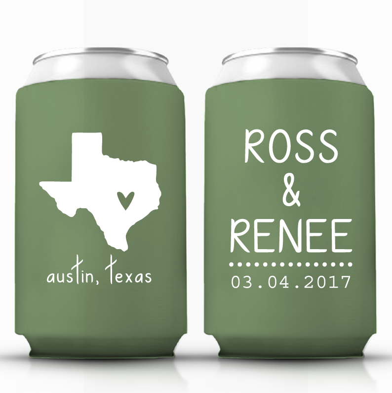 Personalized State Pride Texas Wedding Can Coolers (CS 5)