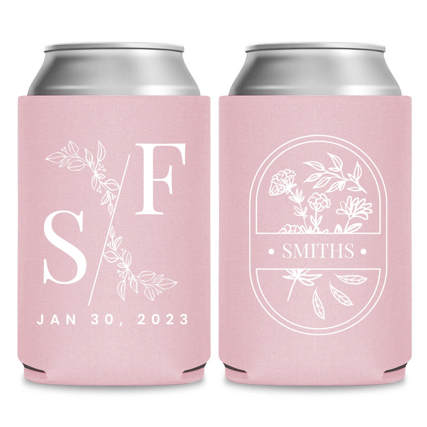 Monogram Can Coolers Favors