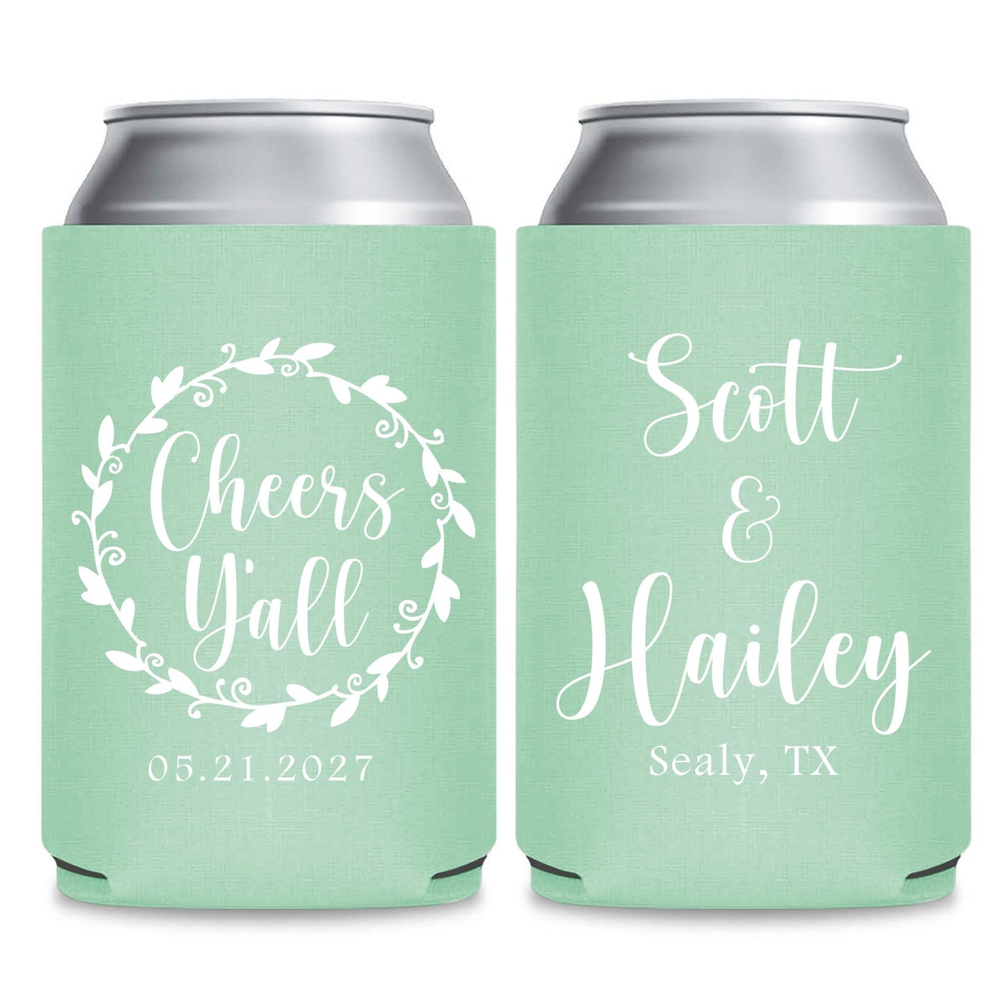 Cheers Y'all Wedding Can Coolers (CS 18)