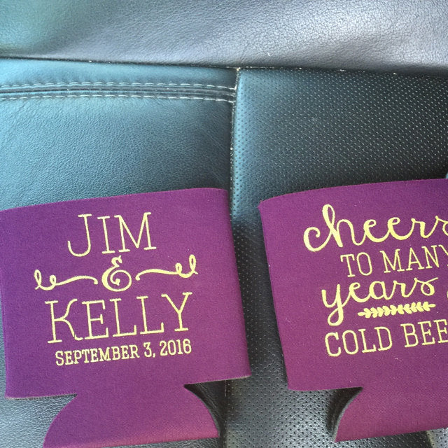 Cheers to Many Years and Cold Beers Custom Wedding Can Coolers (22)