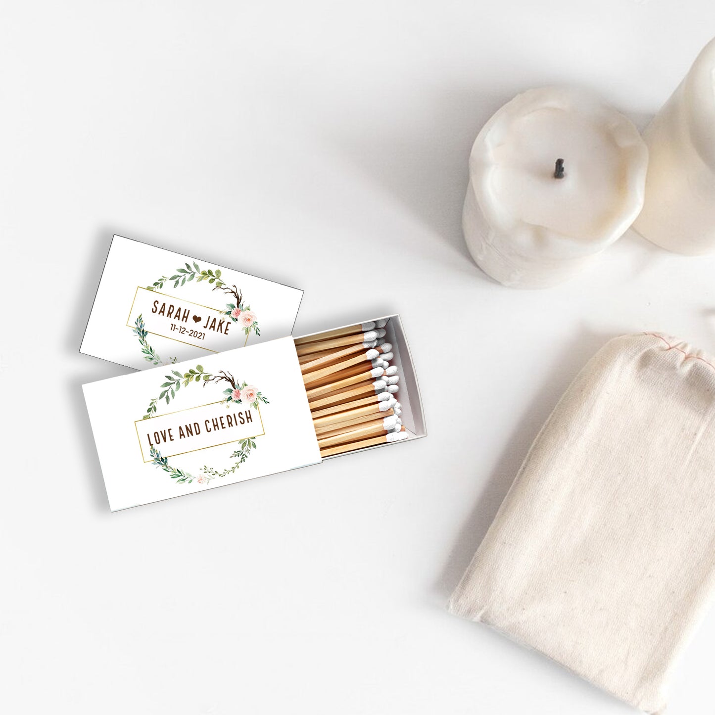 Love and Cherish Wedding Matchboxes