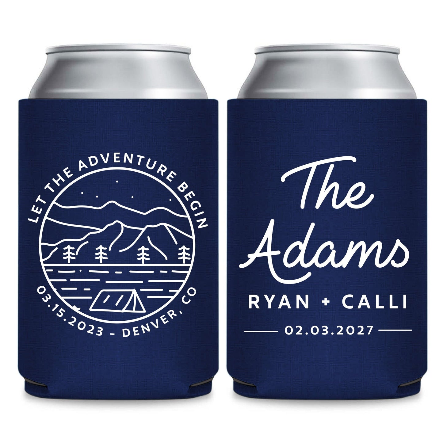Mountain-Themed Wedding Can Coolers