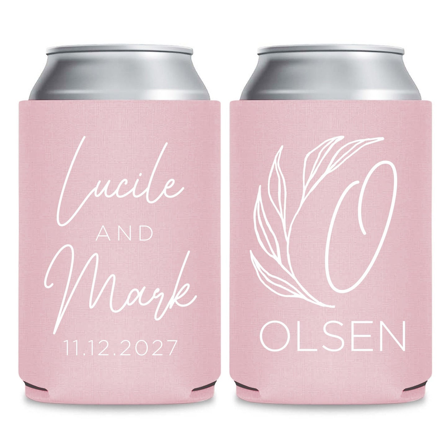 Monogram Can Coolers Favors