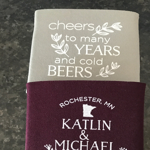 Cheers to Many Years and Cold Beers Custom Wedding Can Coolers (CS 51)