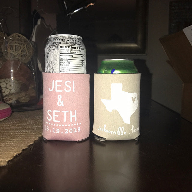 Personalized State Pride Texas Wedding Can Coolers (CS 5)