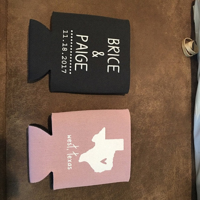 Personalized State Pride Texas Wedding Can Coolers (CS 5)