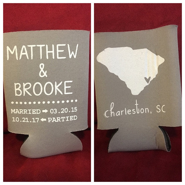 Personalized State Pride Texas Wedding Can Coolers (CS 5)