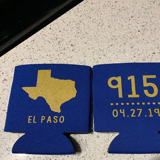 Personalized State Pride Texas Wedding Can Coolers (CS 5)