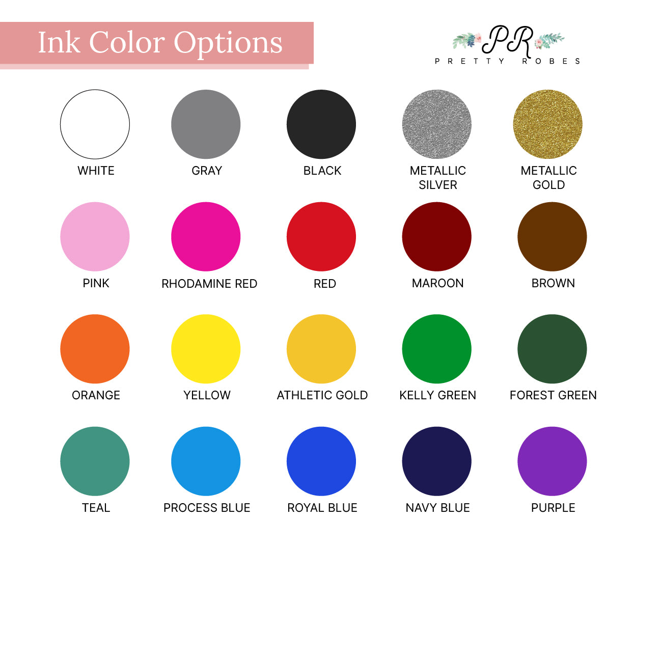 a color chart with different colors of ink