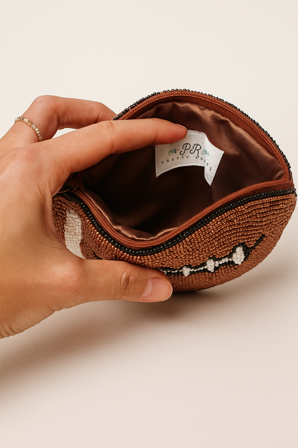 Custom Beaded Football Coin Purse