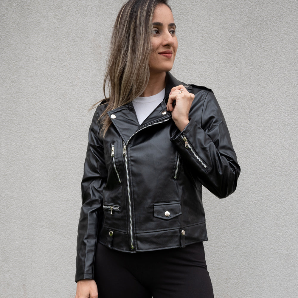 (Faux Leather) Black Till Death Leather Jacket