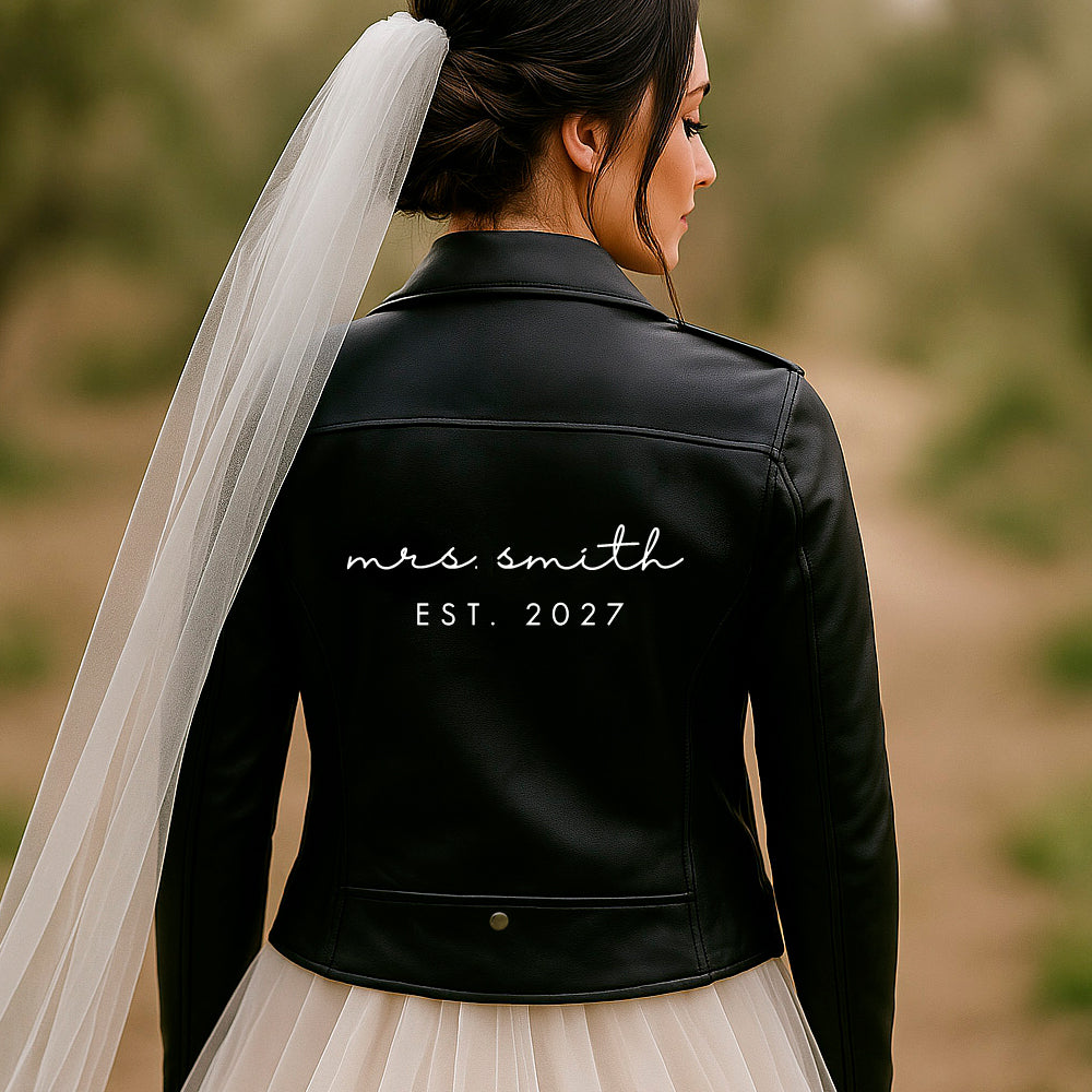 (Faux Leather) Personalized Mrs. Leather Jacket for Brides