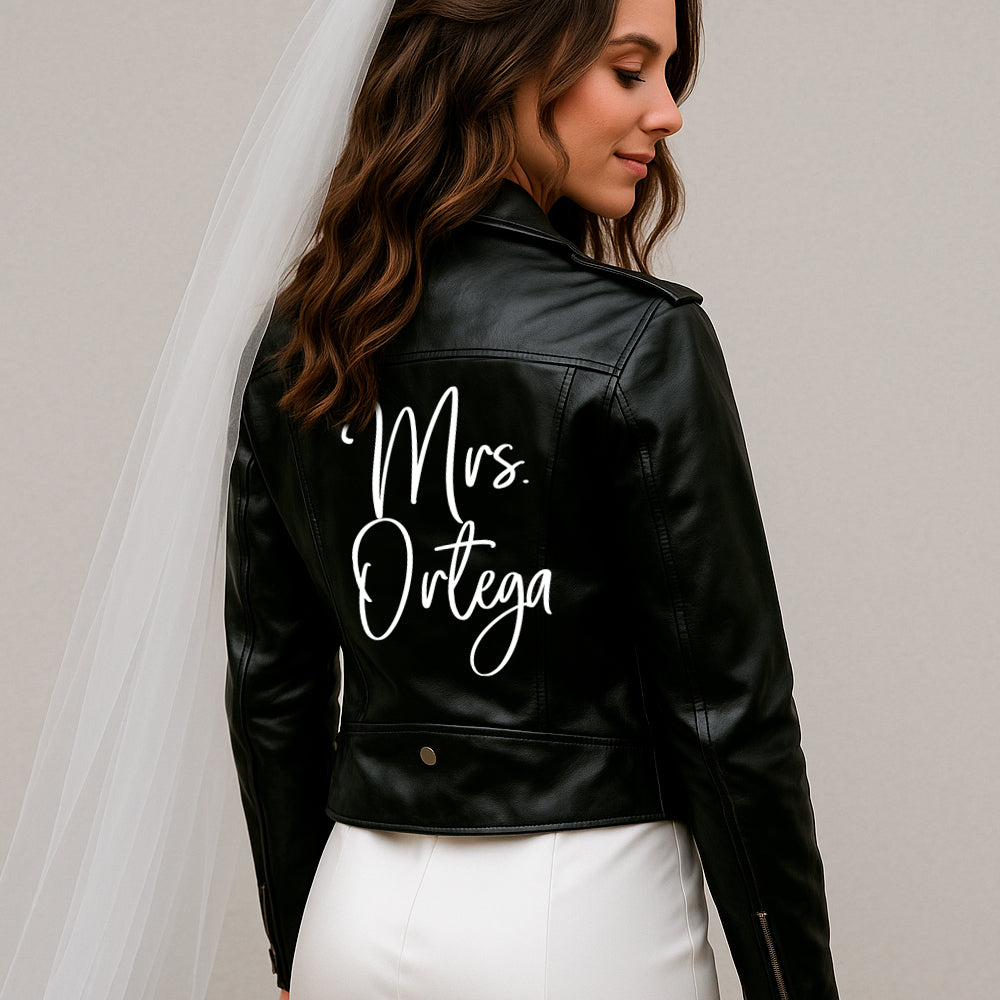 (Faux Leather) Mrs Bridal Leather Jacket