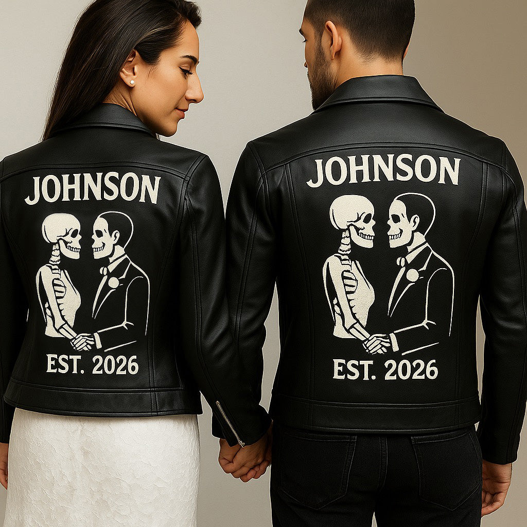 Personalized Skeleton Couple Leather Jackets