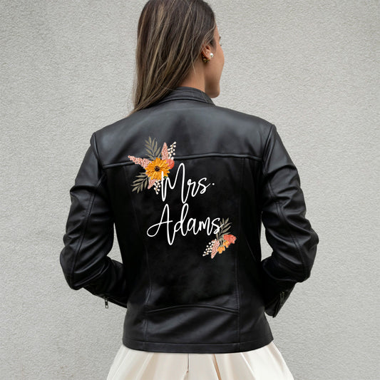 (Real Leather) Personalized Bridal Leather Jacket