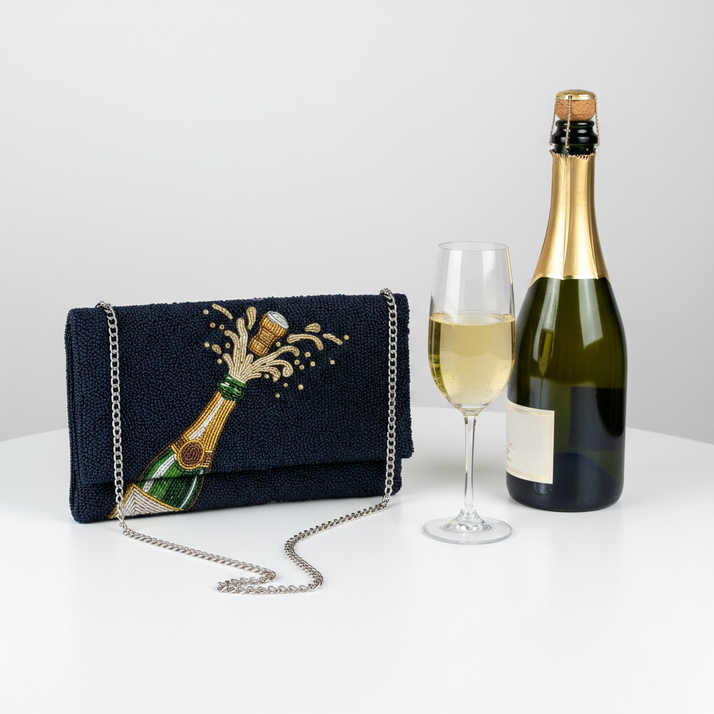 Champagne Pop Beaded Clutch