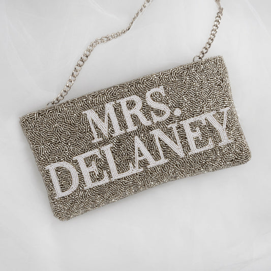 Fully Beaded Rectangular Clutch for Bride