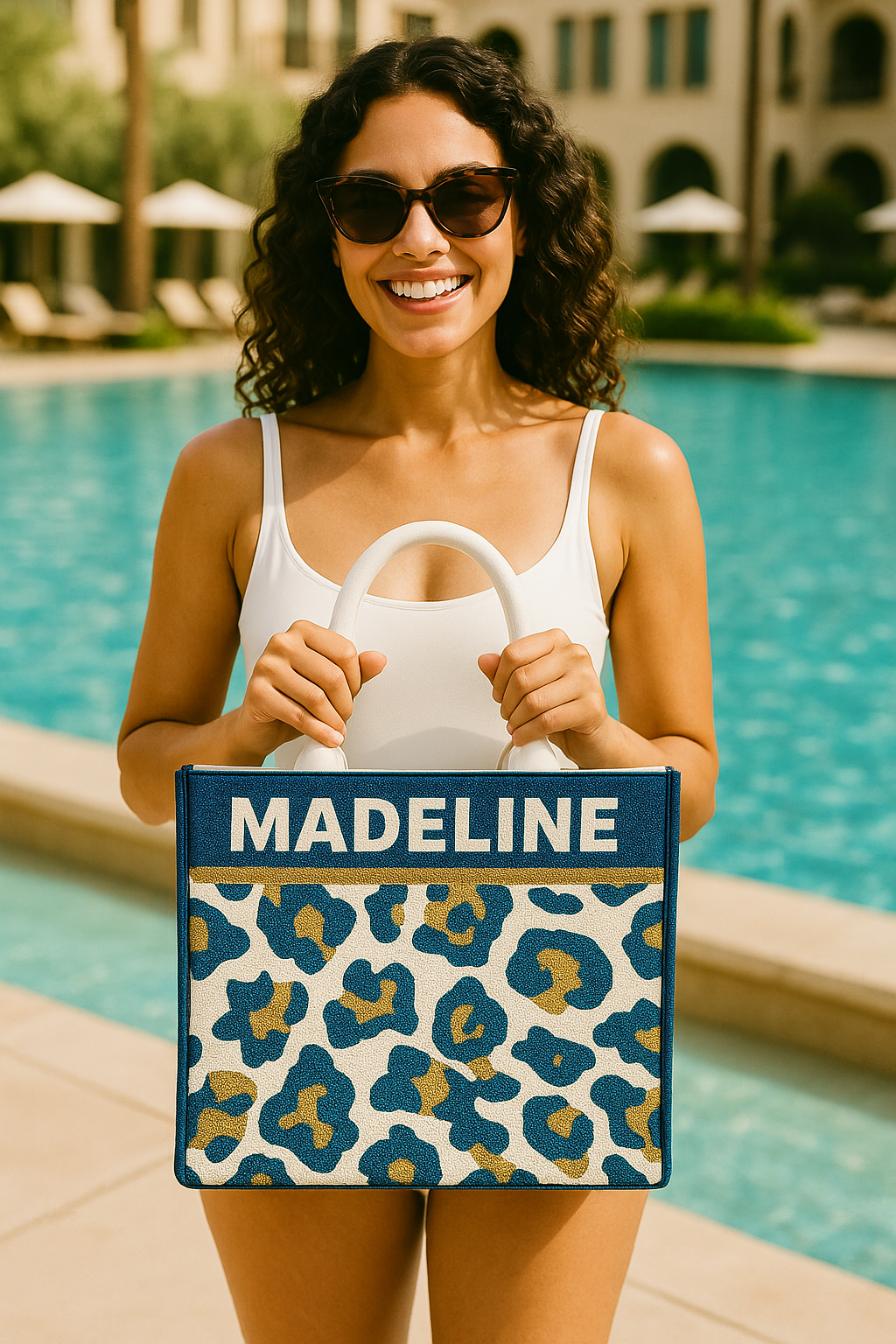 Beaded Cheetah Print Tote Bag