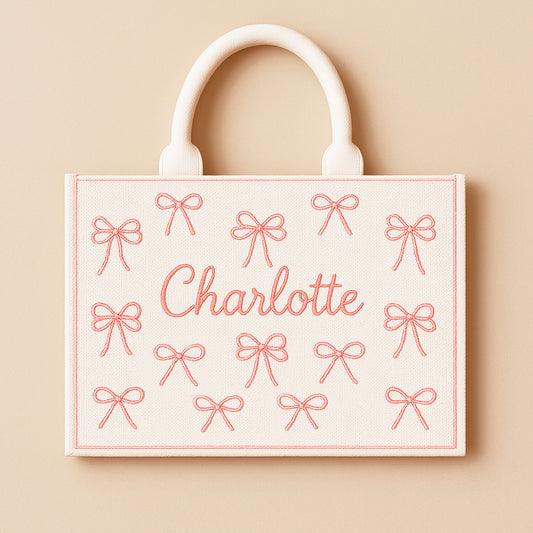 Pink Ribbon Beaded Tote