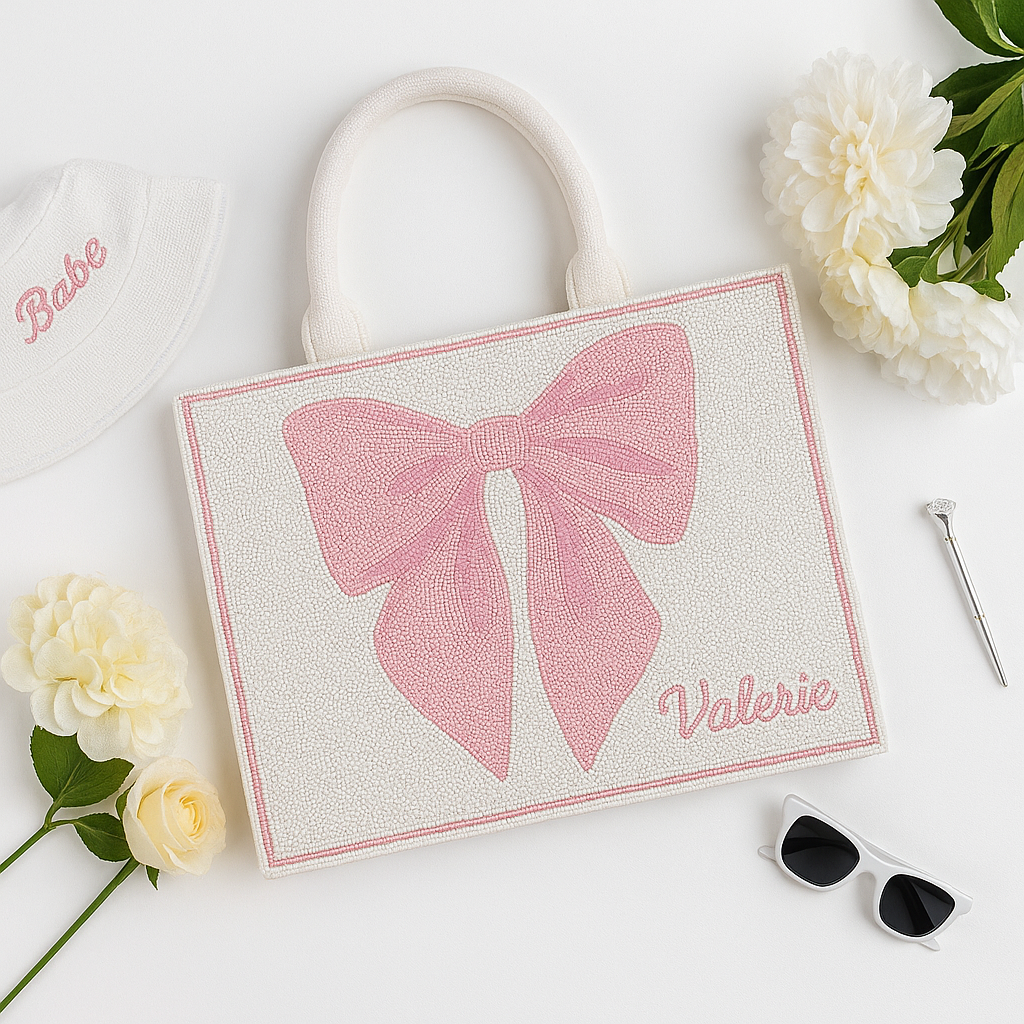 Custom Pink Ribbon Tote Bag