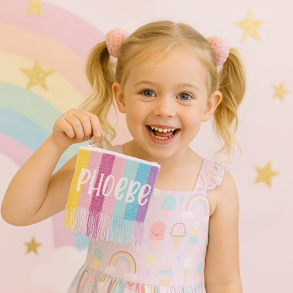 Colorful Coin Clutch With Fringe for Kids