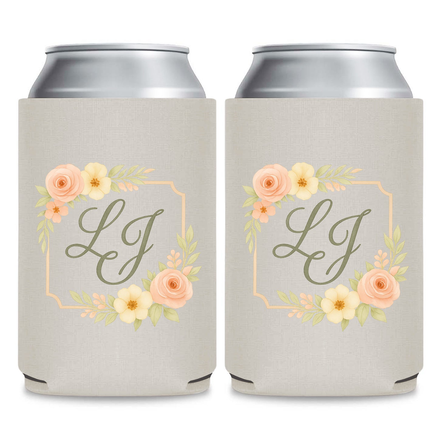 Monogram Can Coolers Favors