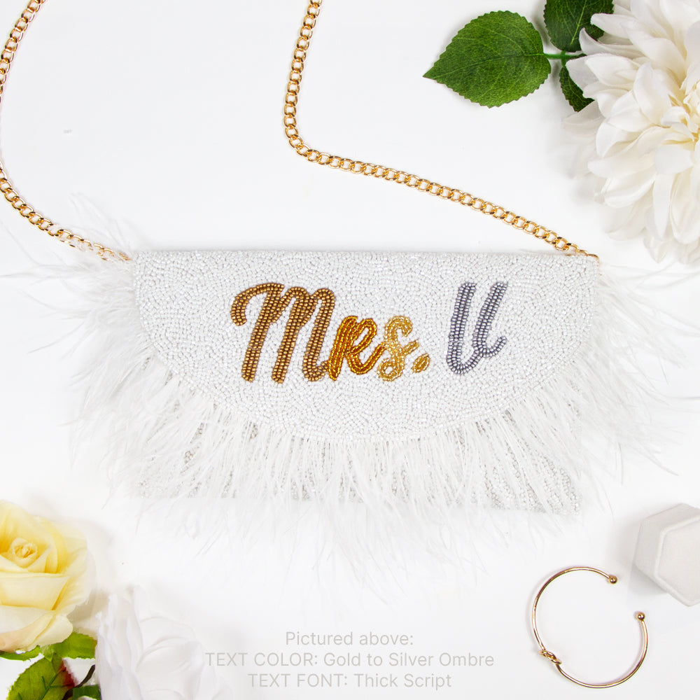 Beaded Feather Bridal Clutch