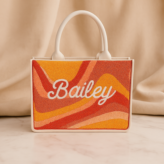 Personalized Beaded Tote Bag with Name