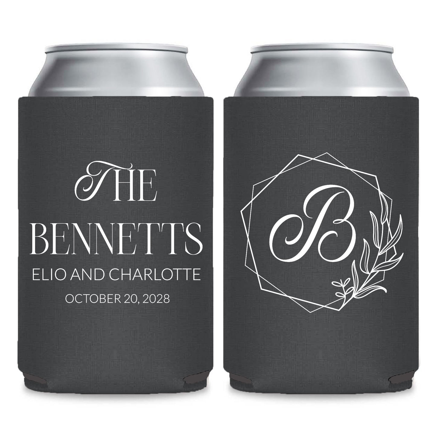 Monogram Can Coolers Favors