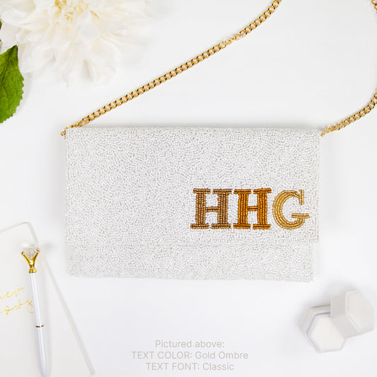 Monogram Beaded Clutch For Bride and Bridesmaids