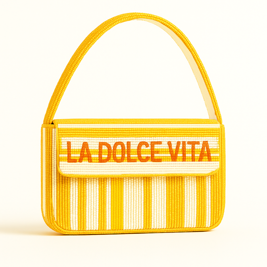 Yellow La Dolce Vita Beaded Bag