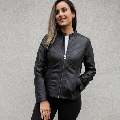 (Real Leather) Classic Women's Leather Jacket