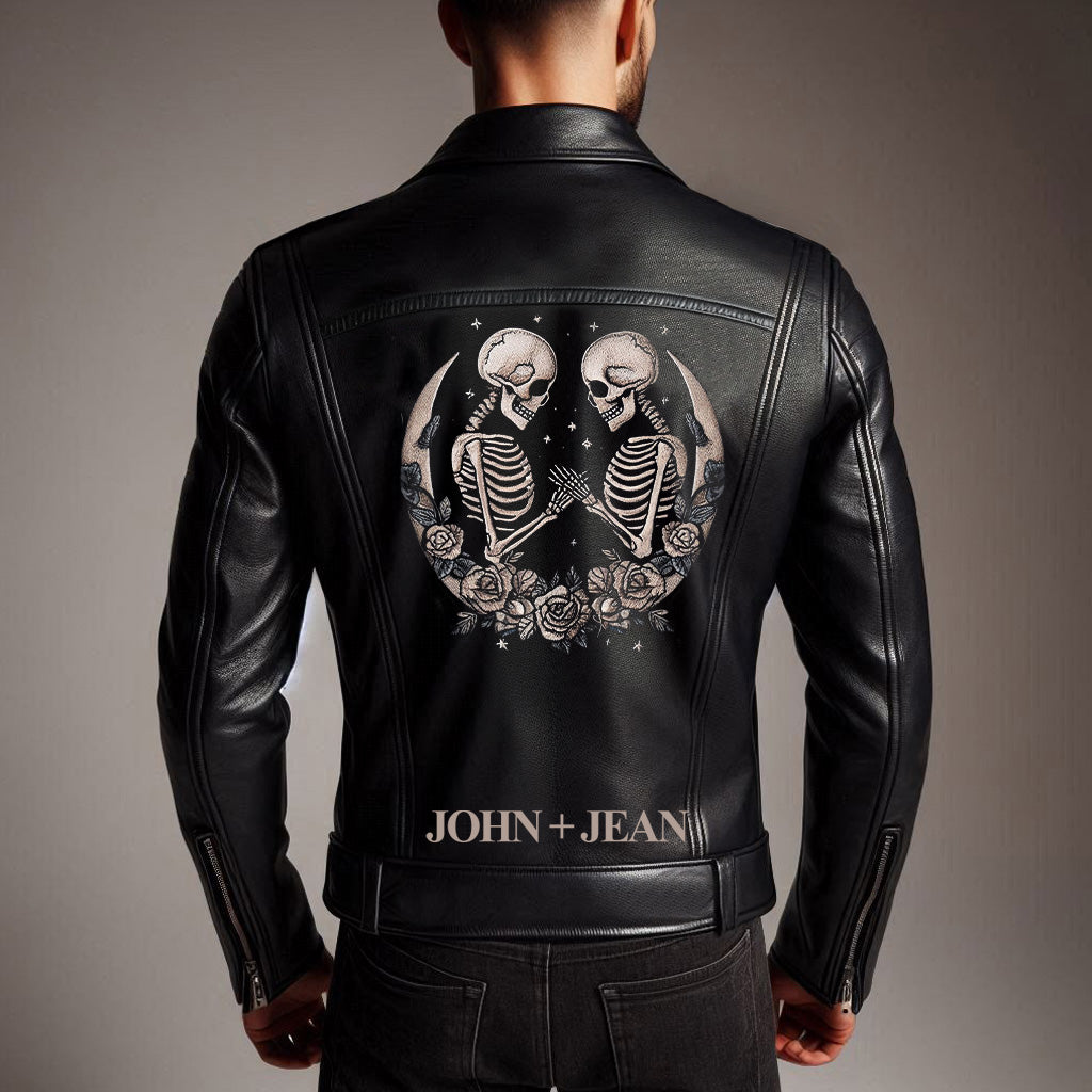 Embroidered Leather Jacket with Names