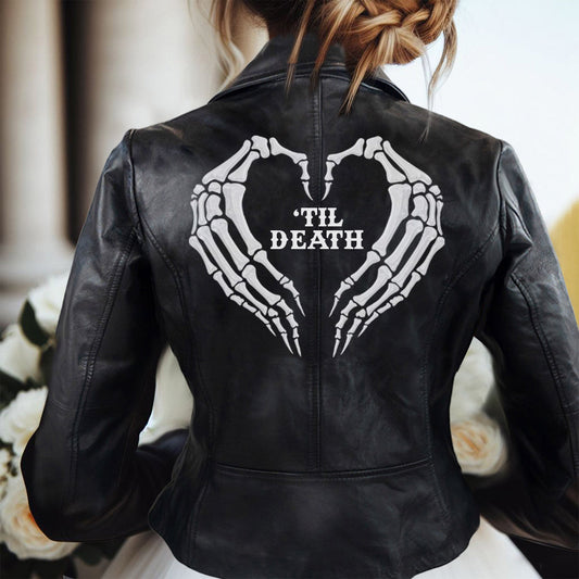 Skeleton Hands Until Death Leather Jacket