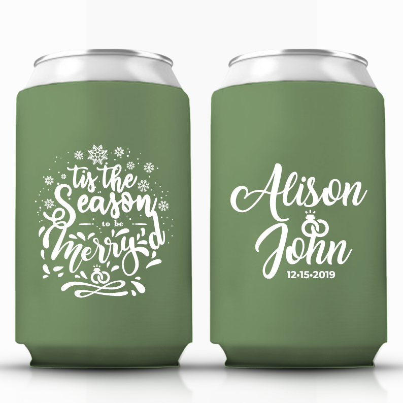 Christmas Wedding Can Coolers (ai)