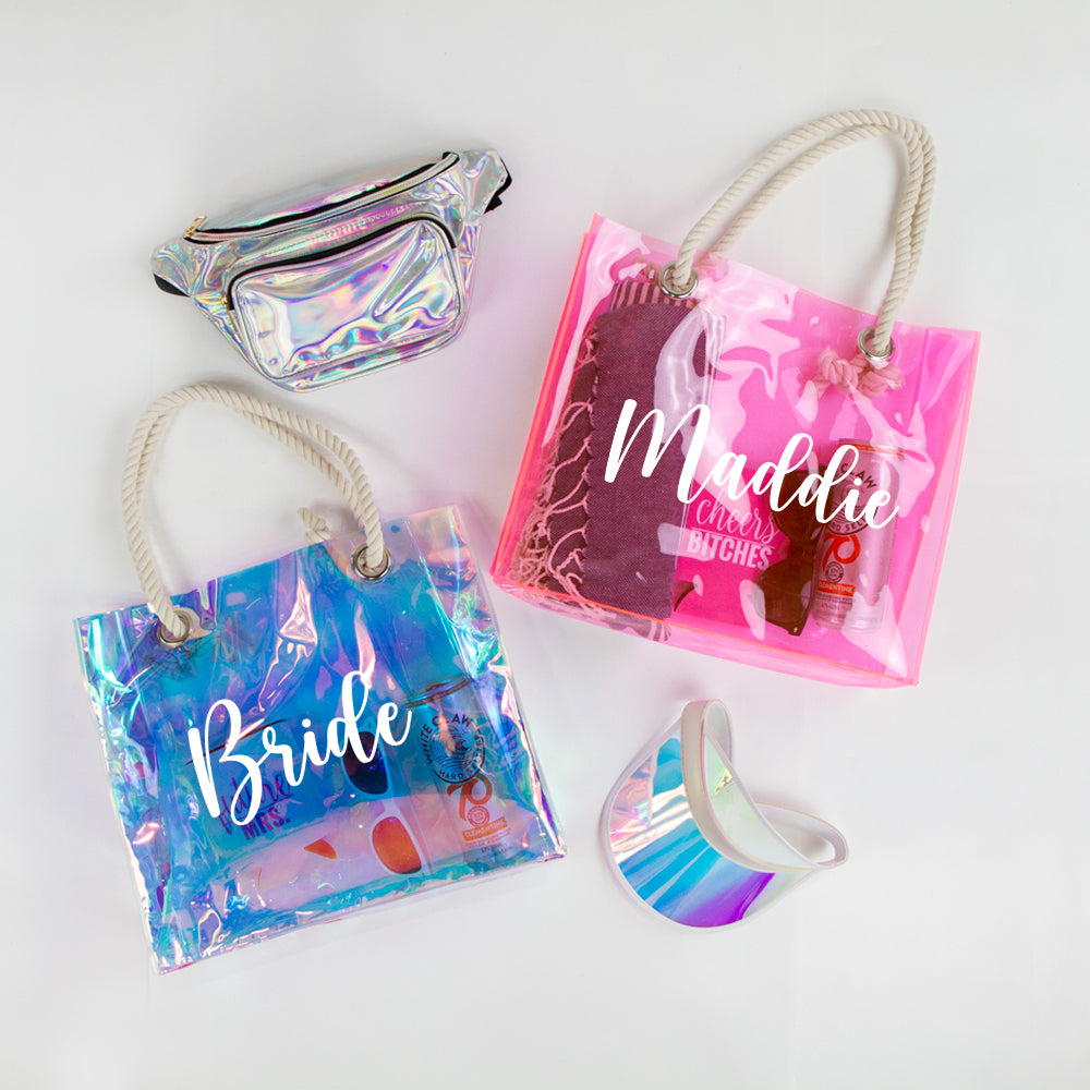 Personalized Neon Transparent Tote Bag