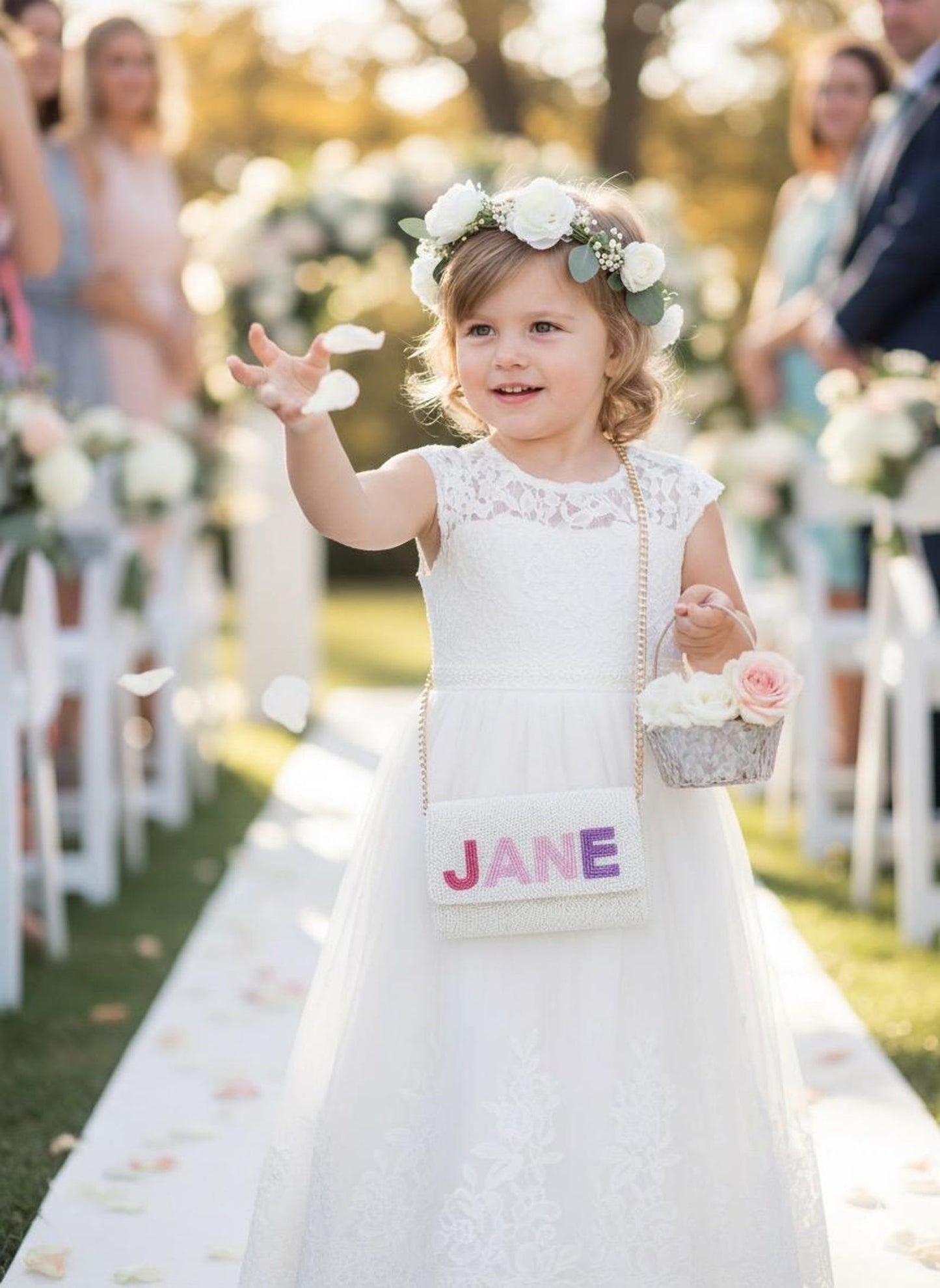 Beaded Mini Barrel Clutch for Flower Girl