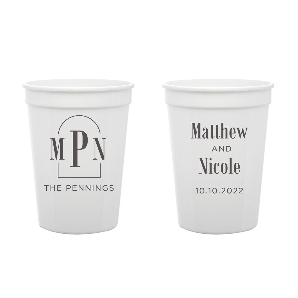 Wedding Monogram Stadium Cups (PK 181)