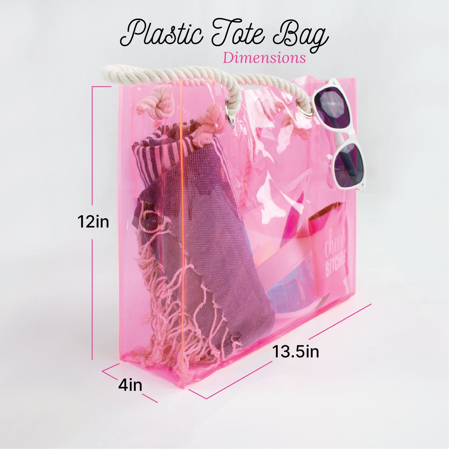Custom Bride Bachelorette Party Tote Bag - Personalized Neon Transparent