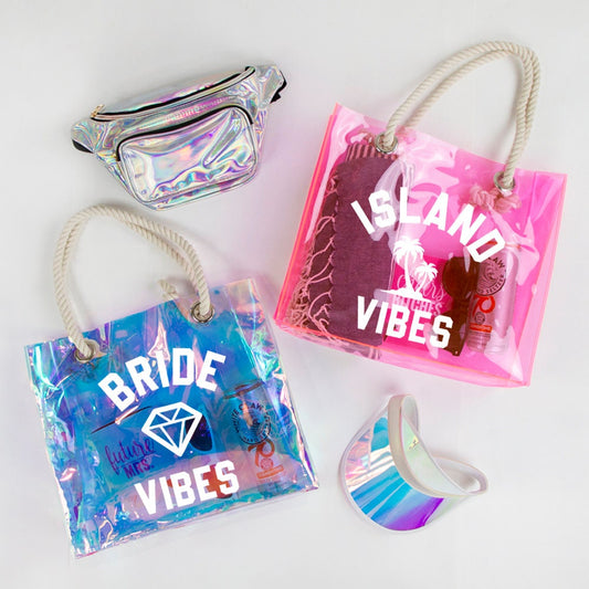 Island Vibes Bachelorette Tote Bag, Bride Vibes Personalized Tote Bag, Bachelorette Party Tote Bag, Custom Bachelorette Transparent Tote Bag