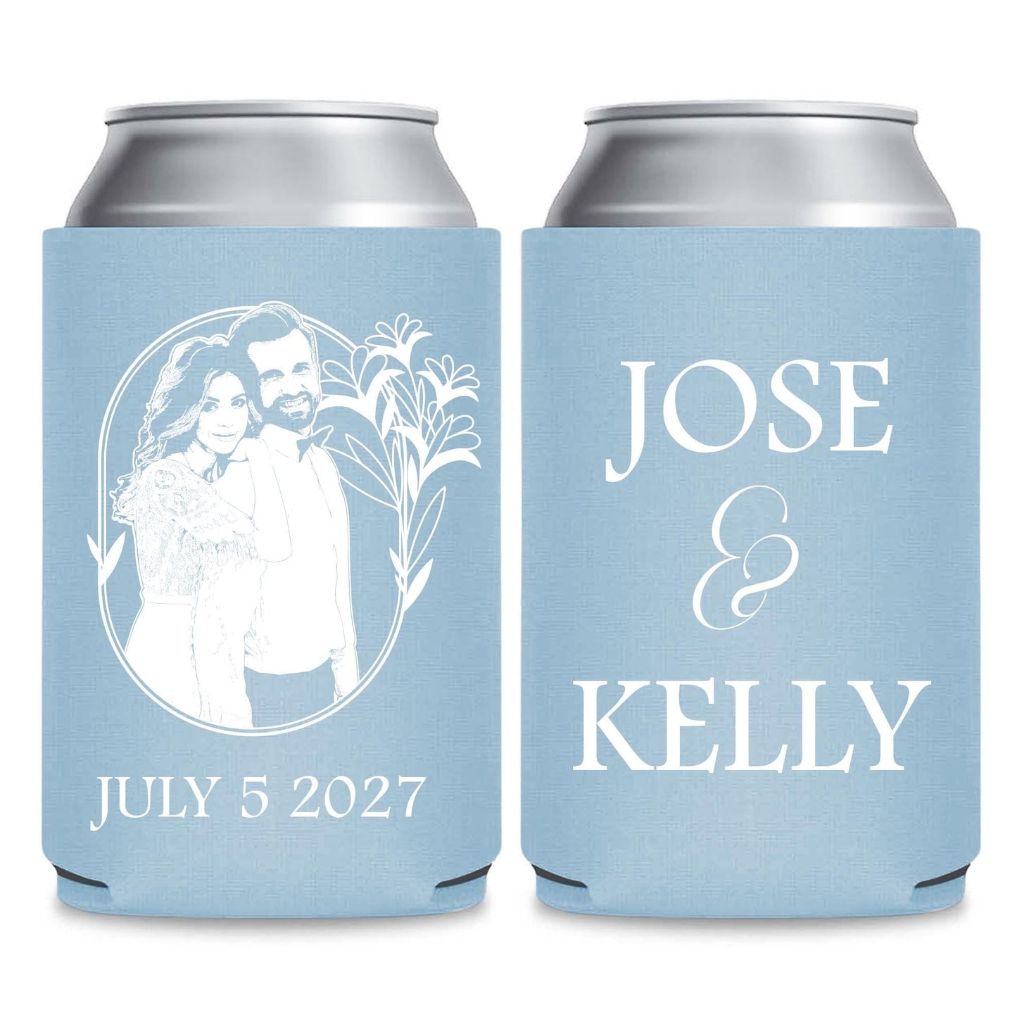 Personalized Wedding Can Coolers With Portrait (199)