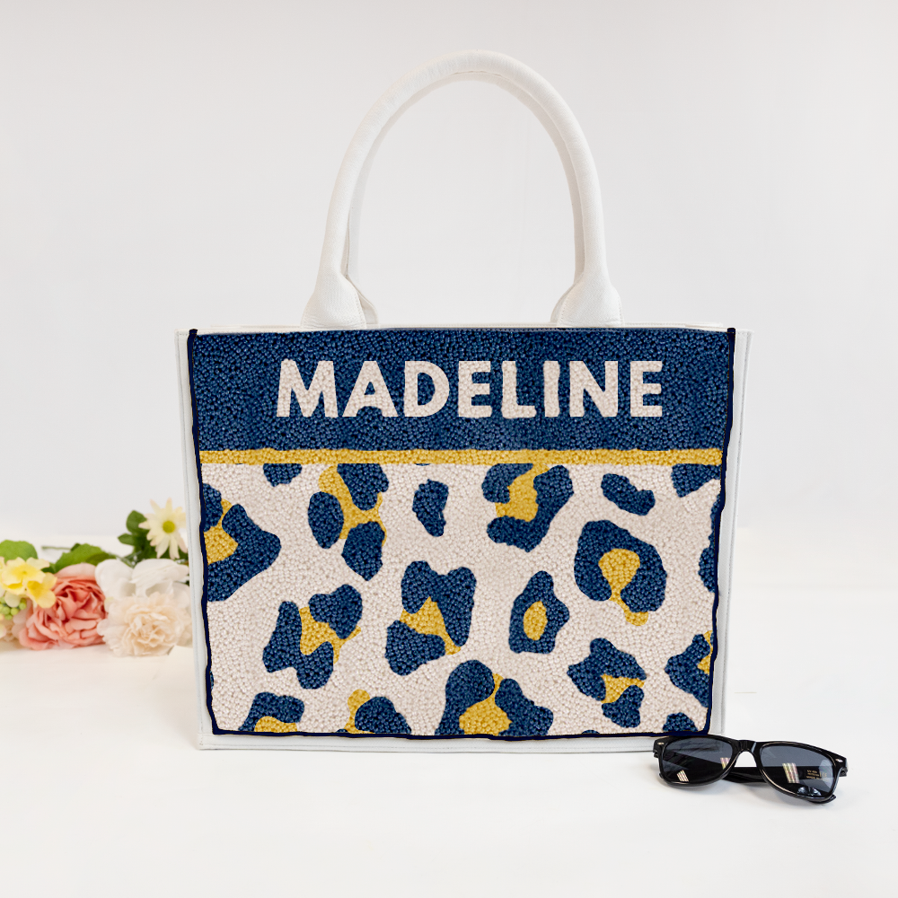 Beaded Cheetah Print Tote Bag