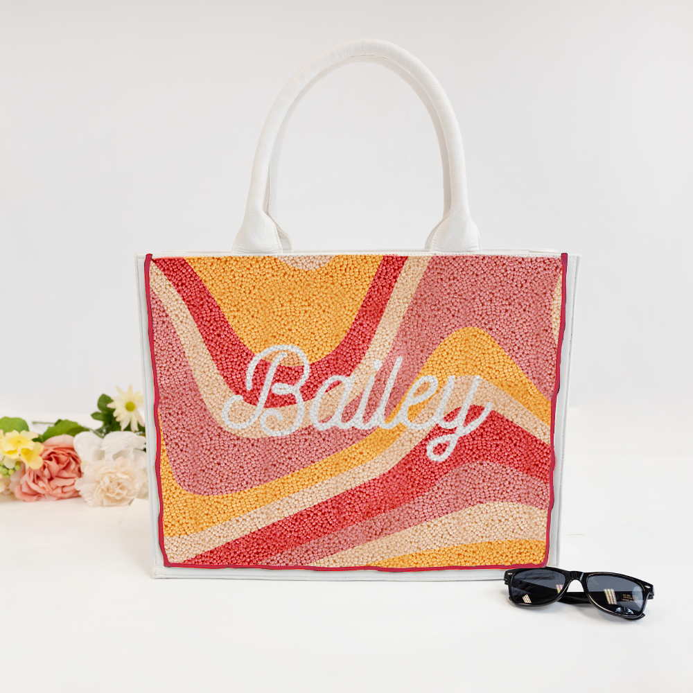 Personalized Beaded Tote Bag with Name