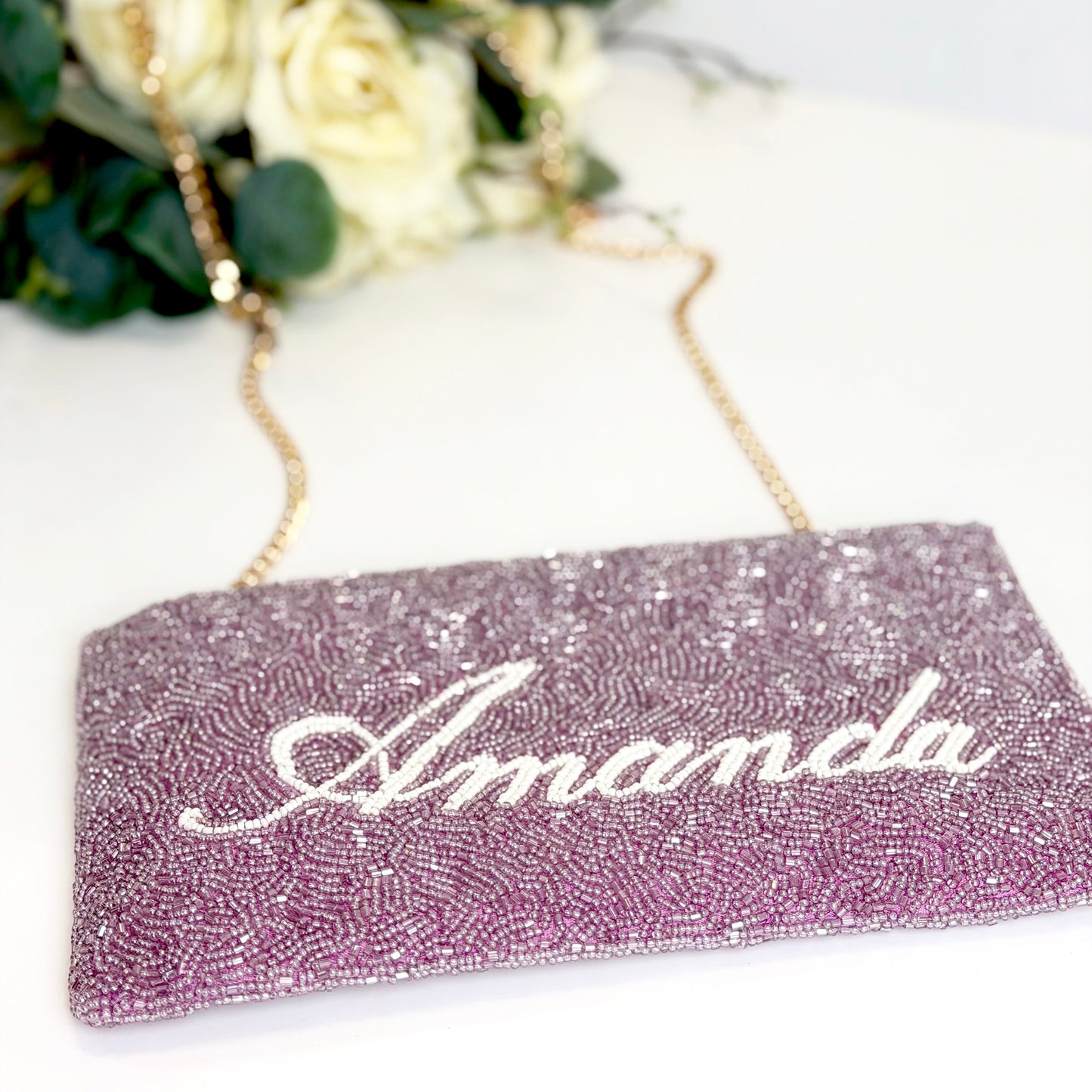Beaded & Velvet Zipper Bridal Clutch