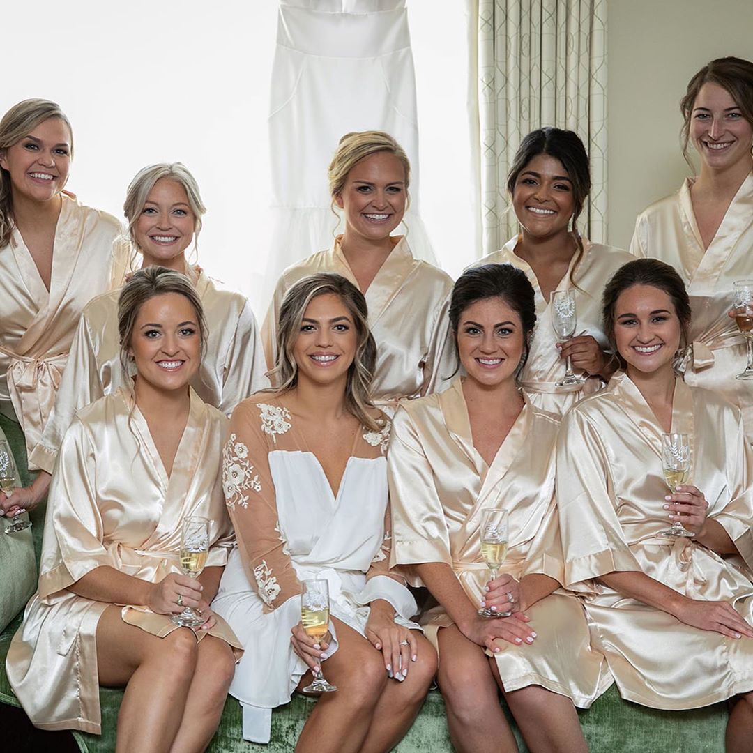 Champagne Satin Kimono Bridal Robe All Sizes 4 - Bridesmaid Robe - Affordable Robe - Wedding Gift - Bridal Gift - Bridesmaid Gift - Satin Robe - Kimono Robe - PrettyRobes