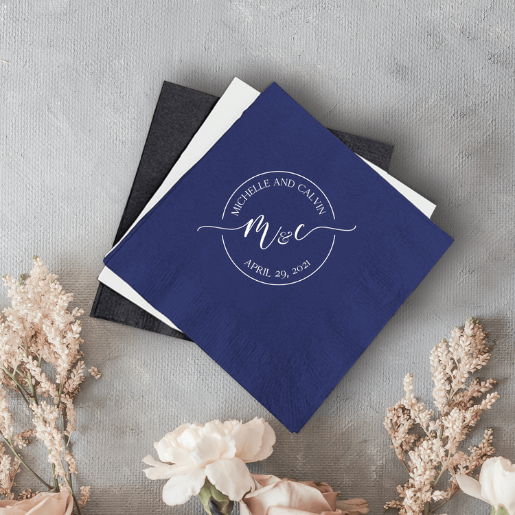 Custom Initials Wedding Beverage Paper Napkins (366)