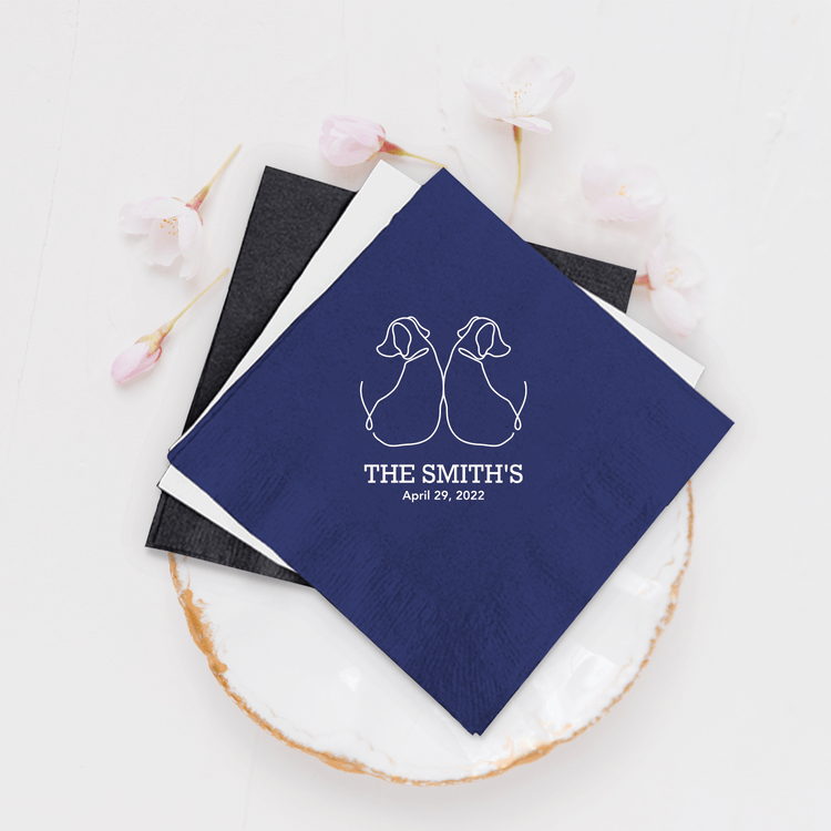Custom Last Name Wedding Beverage Napkins (367)