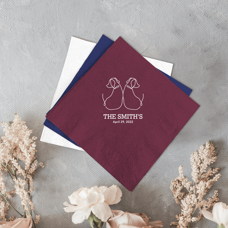 Custom Last Name Wedding Beverage Napkins (367)