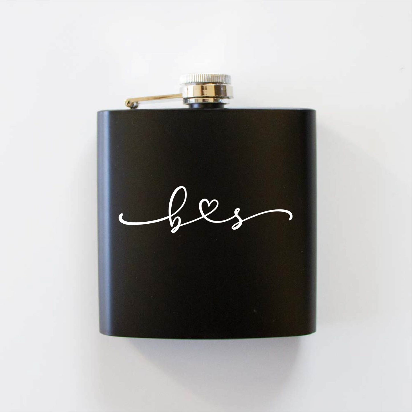 Custom Initials Black Hip Flask