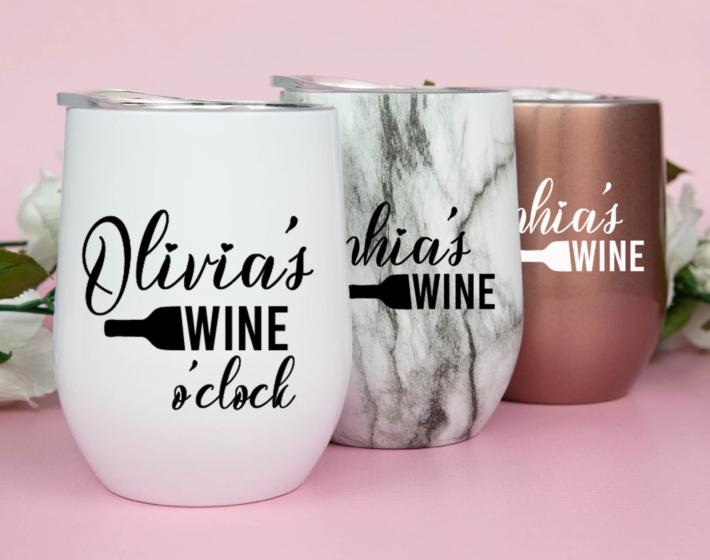 Wine O'Clock Wedding Wine Tumblers